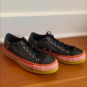 Black Denim Platform Converse